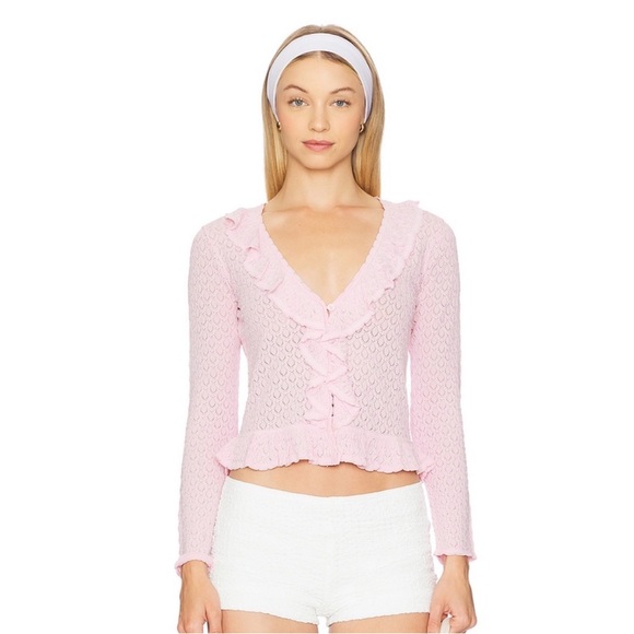 LoveShackFancy Nilah Cardigan, Lotus Petal - Picture 4 of 13